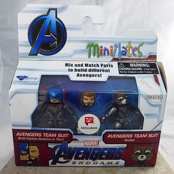Avengers Team Suit Captain America and Avengers Team Suit Rocket (Marvel Avengers Endgame Walgreens Two Packs)